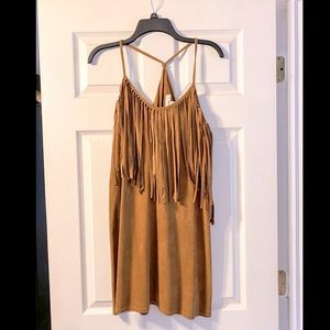 Sans Souci Faux Suede Fringe Dress. NWOT